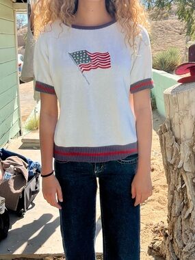 Vintage Crazy Horse American Flag Knit Tee